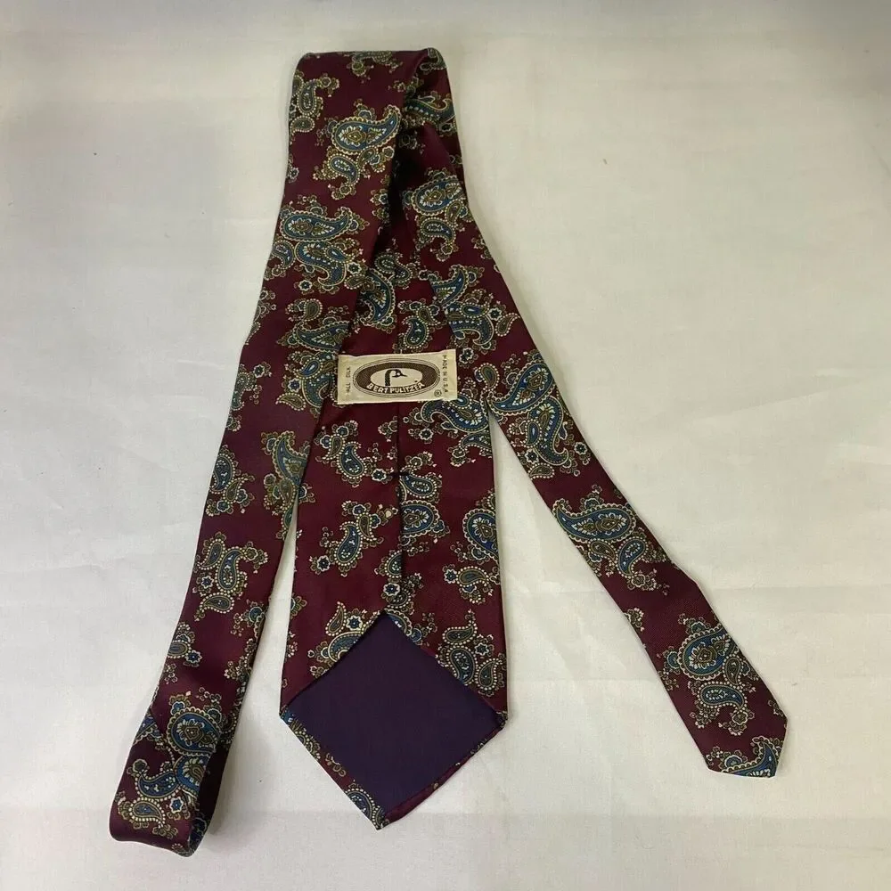 #6605 Bert Pulitzer Maroon Paisley Mens Necktie, Tie